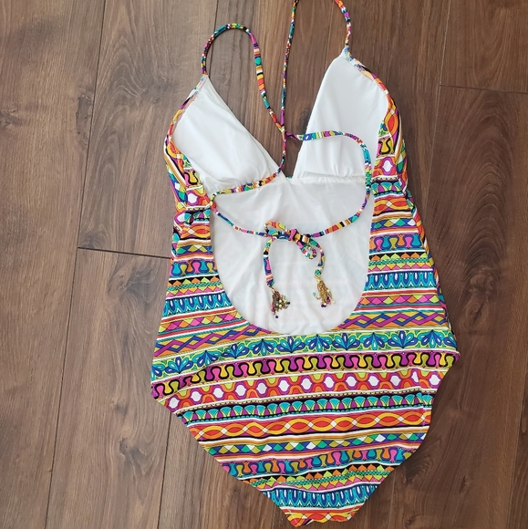 Trina Turk Peruvian Stripe Colorful Swimsuit sz 14 - Picture 8 of 10